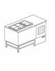 Banco N° 6+6 Pozzetti granite con carapine da Lt 7,5 - Foro quadrato - Refrigerazione statica con motore interno -cm. 141x69x95h