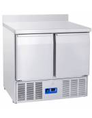 Tavolo saladette refrigerato inox con alzatina e 2 sportelli GN 1/1 - refrigerazione statica 0°/+8°C - Classe C - cm 90x70x98h