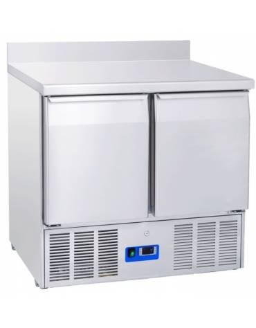 Tavolo saladette refrigerato inox con alzatina e 2 sportelli GN 1/1 - refrigerazione statica 0°/+8°C - Classe C - cm 90x70x98h