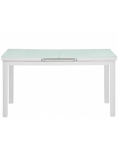 Tavolo da esterno in alluminio verniciato e piano allungabile in vetro antigraffio - colore a scelta - cm 140/180x75x76h