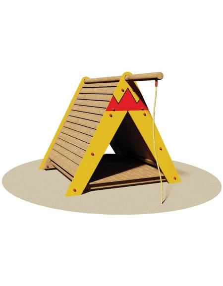 Capanna indiani in legno per bambini con trave con fune per arrampicata -  cm 300x205x185h - Giochi bambini per parchi e giardino