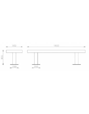 Panchina Moderna senza schienale in acciaio zincato e verniciato e legno di pino - cm 180 x 50 x 45,5h