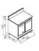 Base retrobanco refrigerato per bar 2 sportelli con predisposizione per motore remoto - Top con alzatina - cm. 100x65x112h