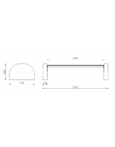 Panchina Tauri C senza schienale, doghe in legno di pino, struttura in acciaio zincato e verniciato e cemento - cm189,8x73x42,4h