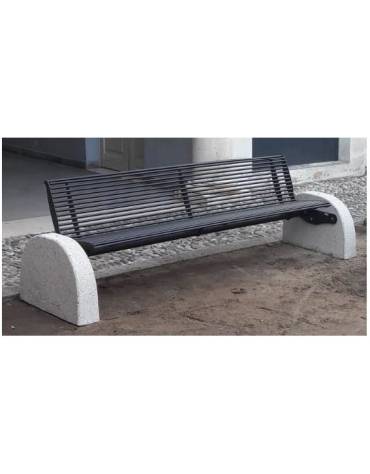 Panchina con schienale e fianchi in graniglia di marmo- cm 234,3x73,5x80,3