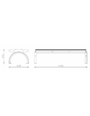 Panchina  senza schienale. Realizzata in acciaio inox. Da tassellare - cm 166,5x64x45h