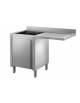 Lavello inox armadiato con anta a battente 1 vasca + gocciolatoio a sbalzo per lavastoviglie sottobanco - cm 120x70x85/90h
