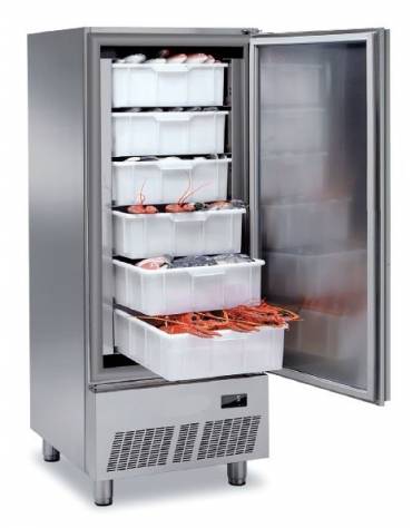 Armadio Refrigerato GN 2/1 monoblocco in Acciaio Inox a temperatura normale per Pesce cm 71x80x203h