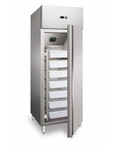 Armadio refrigerato in acciaio inox AISI 304 ventilato 1 porta per pesce - capacità 600 Lt. - temp. -5° +2°C - mm 680x810x2010h