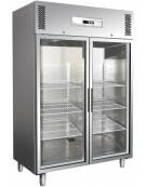 Armadio frigorifero inox con due porte in vetro Lt. 1.400  -2 +8°C - cm 148x83x201h