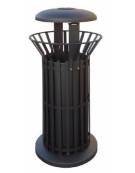 Cestino portarifiuti di forma cilindrica in acciaio zincato e verniciato, base in ferro - cm Ø57x110h