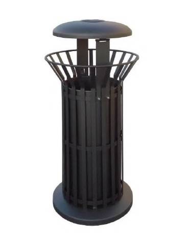 Cestino portarifiuti di forma cilindrica in acciaio zincato e verniciato, base in ferro - cm Ø57x110h