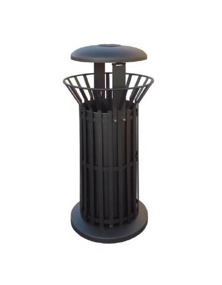 Cestino portarifiuti di forma cilindrica in acciaio zincato e verniciato, base in ferro - cm Ø57x110h