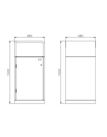 Cestone per la raccolta differenziata a 2 settori in acciaio zincato e verniciato - cm 96x96x100h