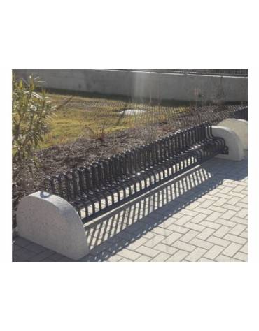 Portabici 7 posti realizzato completamente in acciaio zincato e verniciato, fianchi in cemento - cm 278x75,2x48,9h