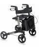 Rollator pieghevole in alluminio verniciato – 4 ruote - Con seduta, schienale, borsa e portabastone