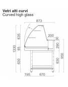 Vetrina fredda statica vetri curvi da cm. 100