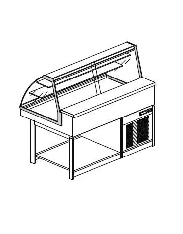 Vetrina fredda statica vetri curvi da cm. 125