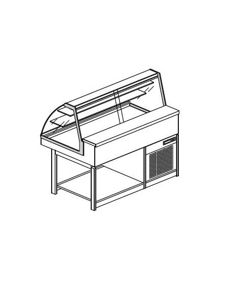 Vetrina fredda statica vetri curvi da cm. 125