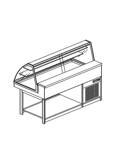 Vetrina fredda statica vetri curvi da cm. 150