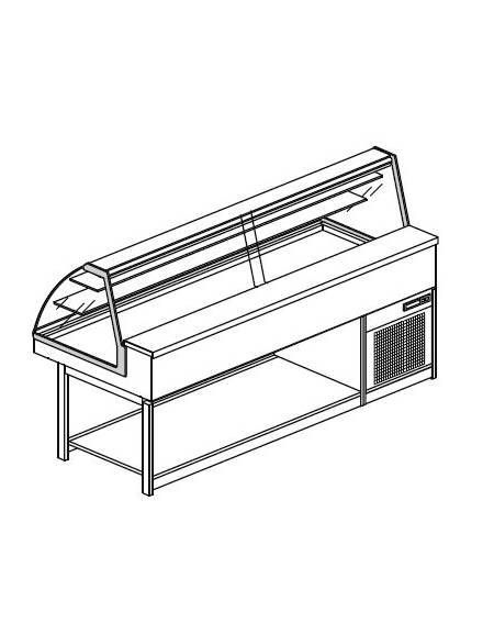 Vetrina fredda statica vetri curvi da cm. 200