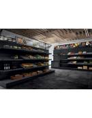 Scaffalatura retrobanco in legno per panetteria panificio con una cesta grande , una cesta media e 2 ripiani - cm 100x55x240h