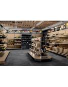 Scaffalatura retrobanco in legno per panetteria panificio con una cesta grande , una cesta media e 2 ripiani - cm 100x55x240h