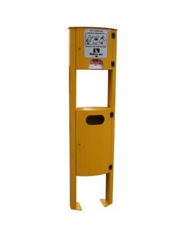 Cestino per la raccolta di deiezioni canine, con distributore sacchetti, di forma ellittica in acciaio zincato e verniciato - cm