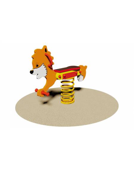 Leoncino a Molla - monoposto - sagoma in legno - Da interrare o filo pavimento - cm 105x25x90h