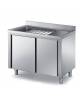 Lavapentole inox armadiato con ante scorrevoli e griglia scorrevole -  Dimensioni cm 120x70x85/90h