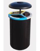 Cestino per la raccolta differenziata da Lt 120 diviso in tre settori con coperchio e posacenere  - cm 50,5 x 108,5h