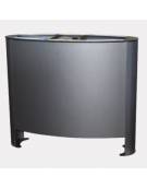 Cestino per la raccolta differenziata di forma ellittica a tre settori in acciaio inox - cm 103,1x38,5x88,3h