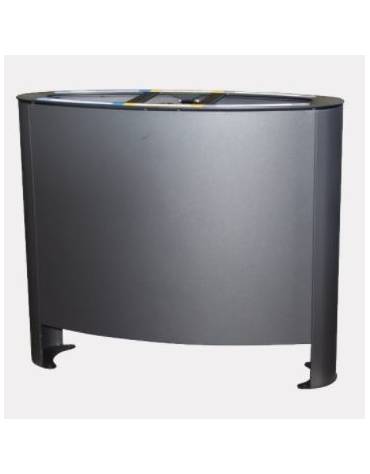 Cestino per la raccolta differenziata di forma ellittica a tre settori in acciaio inox - cm 103,1x38,5x88,3h