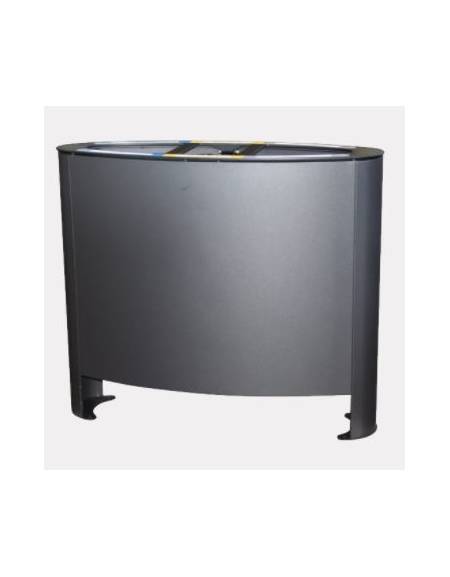 Cestino per la raccolta differenziata di forma ellittica a tre settori in acciaio inox - cm 103,1x38,5x88,3h