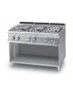 CUCINA PROFESSIONALE A GAS CON VASCA AD ACQUA 6 FUOCHI SU MOBILE A GIORNO - CM 120x90x90h