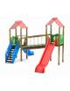 Mini villaggio , 2 torri e 2 scivoli, scala e pianale in lamiera bugnata - cm 443x577xh360