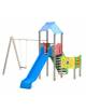 Torre relax con pali in alluminio, scivolo in polietilene, scala e pianale in lamiera - Altalena 1 posto - cm 487x512x360h