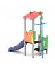 Torre singola baby con tetto, struttura in alluminio, scivolo in polietilene rotazionale e pannello attività - cm 169x285x287h