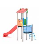 Torre singola teen con tetto, struttura in alluminio, scivolo in polietilene rotazionale - cm 162x368x337h