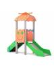 Mini torre singola con tetto, struttura in alluminio, scivolo dritto in acciaio - cm 91x279x232h