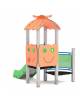 Mini torre singola con tetto, struttura in alluminio, scivolo dritto in acciaio e step - cm 158x207x232h