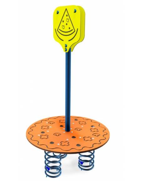 Gioco a molla a forma di pizza, struttura in HDPE - 2 posti - cm 108x53x79h Gioco a molla a forma di pizza, struttura in HDPE - 2 posti - cm 108x53x79h