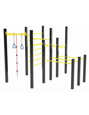 Palestra base costruita con pali alluminio 80x80 mm e tubi in acciaio verniciato a polvere - cm 312x312x241h