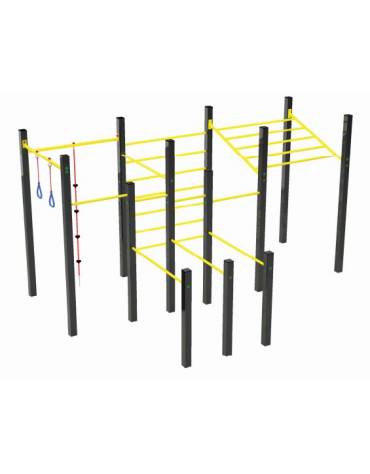 Palestra media costruita con pali alluminio 80x80 mm e tubi in acciaio verniciato a polvere - cm 312x470x241h