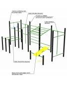 Palestra grande costruita con pali alluminio 80x80 mm e tubi in acciaio verniciato a polvere - cm 312x620x241h