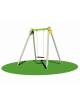 Altalena "zero legno" 1 posto, in alluminio e trave acciaio - sedile a gabbia - da interrare o filo pavimento - cm 175x195x210h