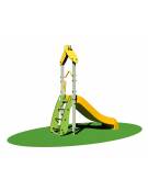 Scivolo "zero legno" con scaletta, struttura alluminio e finiture in HPL - scivolo h 100 cm in polietilene - cm 240x90x252h