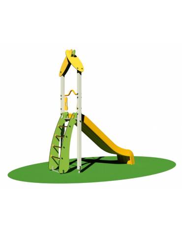 Scivolo "zero legno" con scaletta, struttura alluminio e finiture in HPL - scivolo h 150 cm in polietilene - cm 380x116x350h