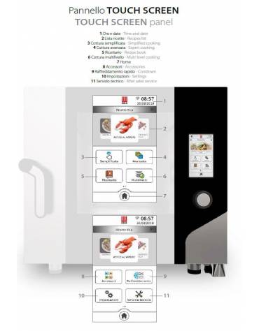 Forno elettrico ventilato a convezione con vapore diretto - Pannello TOUCH SCREEN -Capacità 5 Teglie GN 1/1