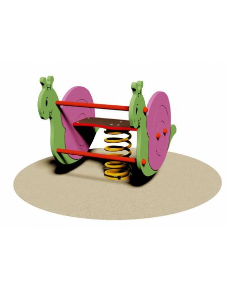 Gioco a Molla inclusivo Lumaca Biposto con figura in legno - seduta accessibile - cm 65x85x90h